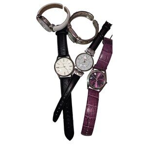 Set Of 5 Quartz Wrist Watches Embassy Kim Rogers Bracelet Wrist Band Read